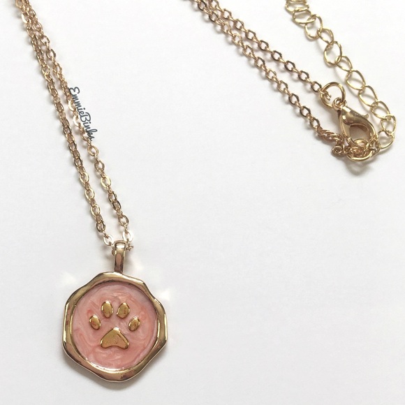 ✨3for$38 New Minimalist Paw Print Gold & Pink Charm Necklace - Picture 11 of 14